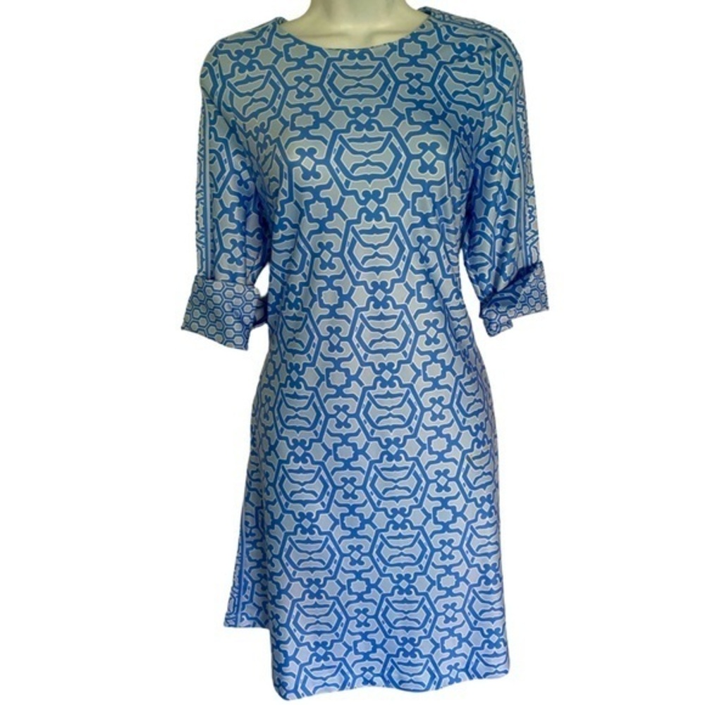 Gretchen Scott Designs Dress - S blue white.  Polyester spandex